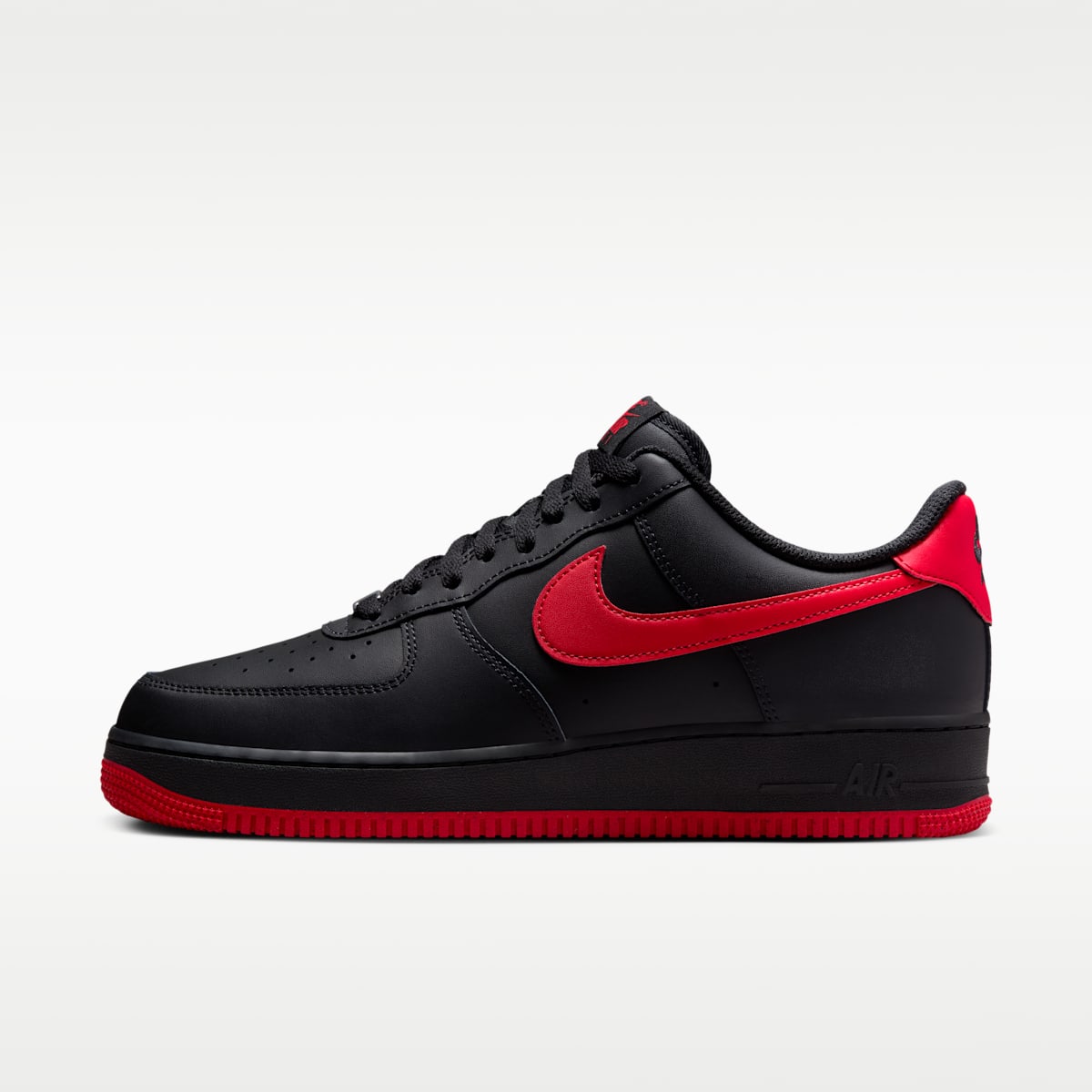 Nike Air Force 1 '07 Men's Shoes - Black/Black/University Red - Image 1