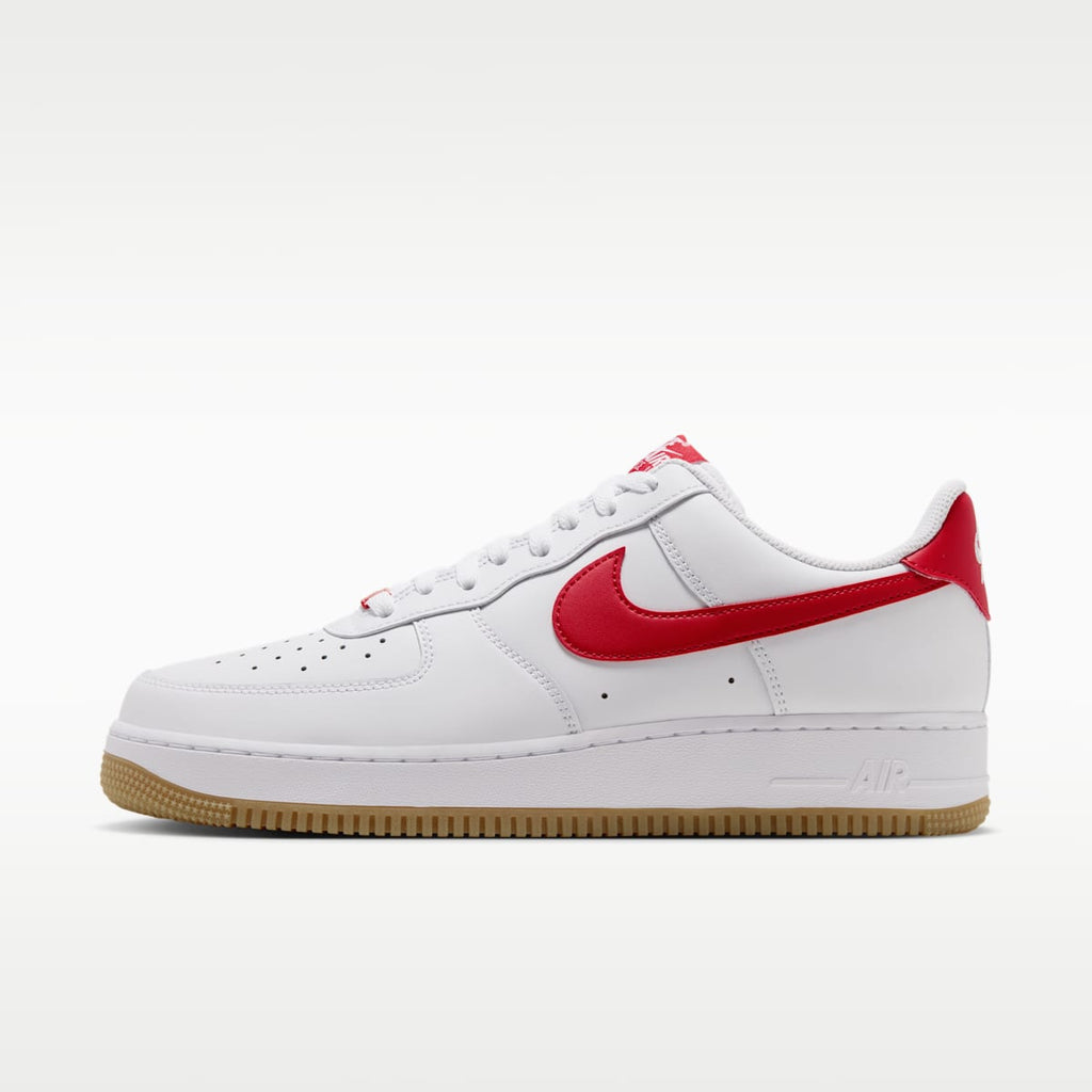 Nike Air Force 1 '07 Men's Shoes - White/Gum Light Brown/Challenge Red - Image 1