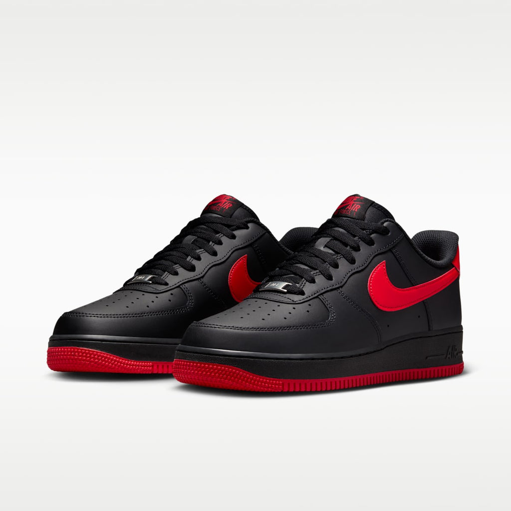 Nike Air Force 1 '07 Men's Shoes - Black/Black/University Red - Image 5
