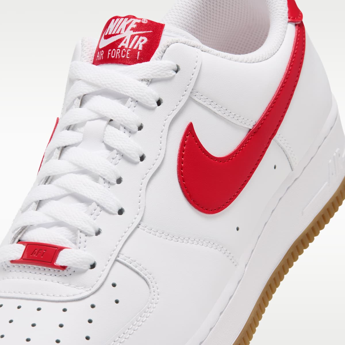 Nike Air Force 1 '07 Men's Shoes - White/Gum Light Brown/Challenge Red - Image 7