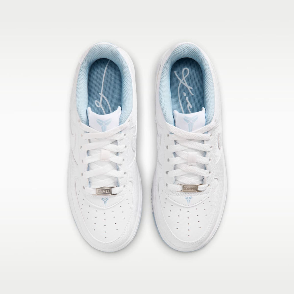 Nike Air Force 1 Low Big Kids' Shoes - White/Armory Blue/White - Image 4