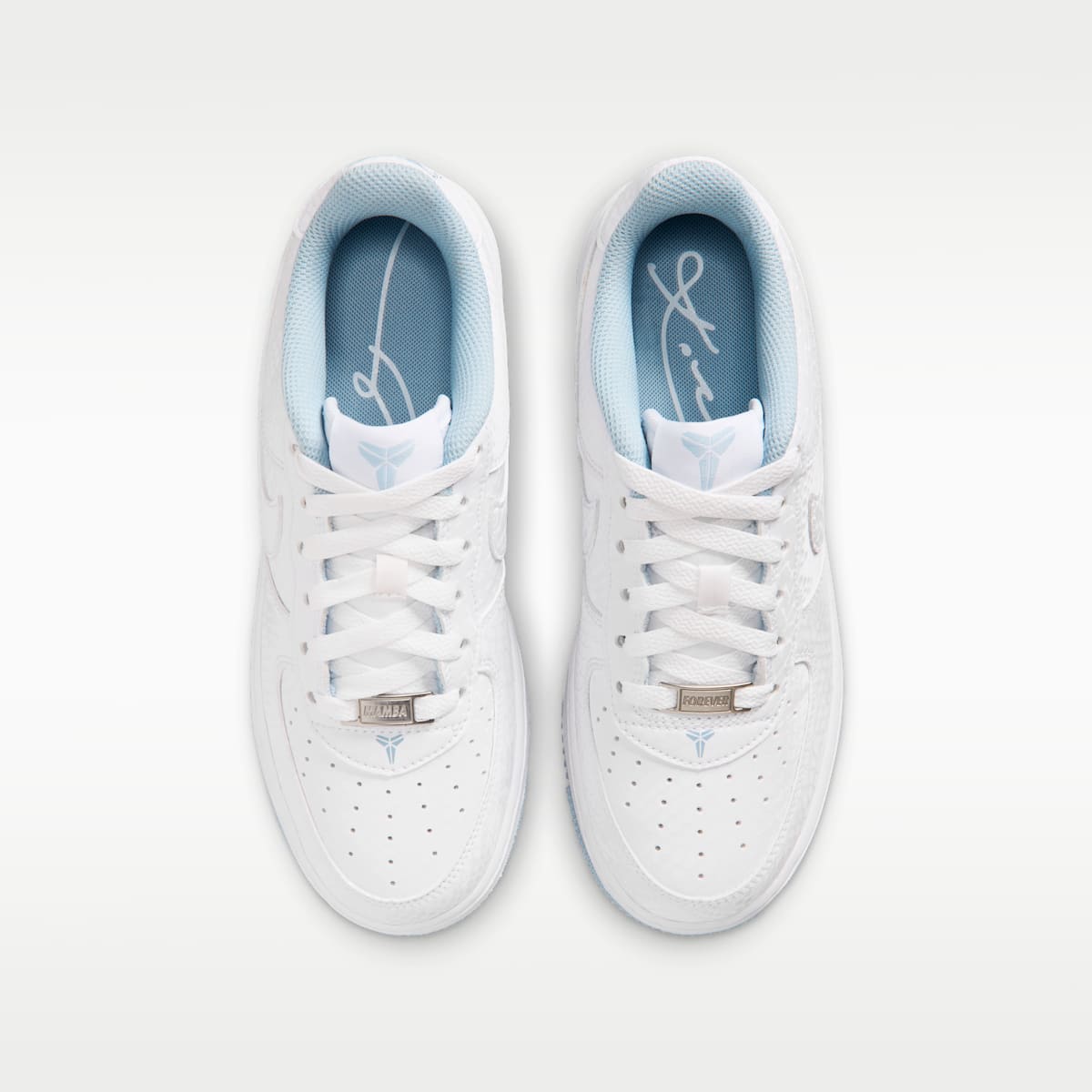 Nike Air Force 1 Low Big Kids' Shoes - White/Armory Blue/White - Image 4