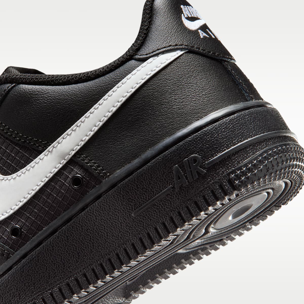 Nike Air Force 1 Tech Big Kids' Shoes - Black/Black/White