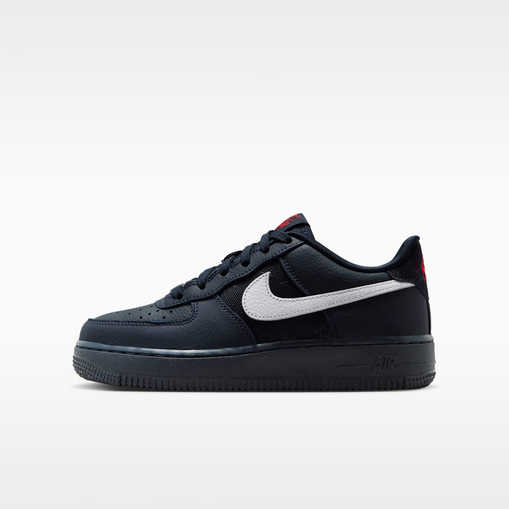 Nike Air Force 1 Big Kids' Shoes - Dark Obsidian/Black/University Red/White - Image 1