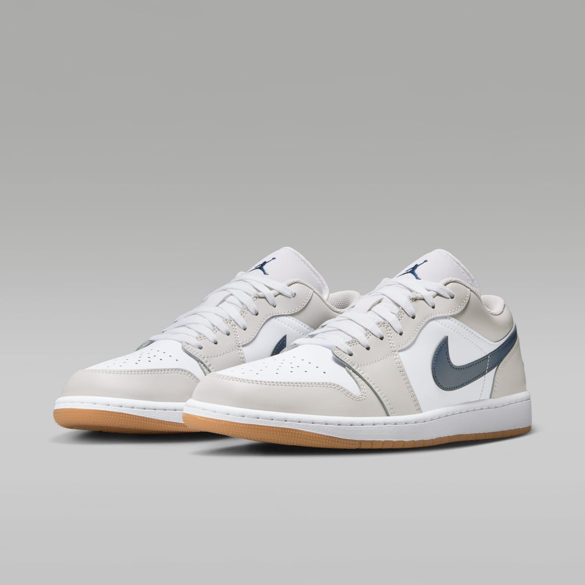 Air Jordan 1 Low Men's Shoes - White/Neutral Grey/Gum Medium Brown/Midnight Navy - Image 5