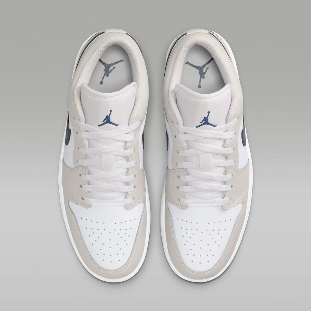 Air Jordan 1 Low Men's Shoes - White/Neutral Grey/Gum Medium Brown/Midnight Navy - Image 4