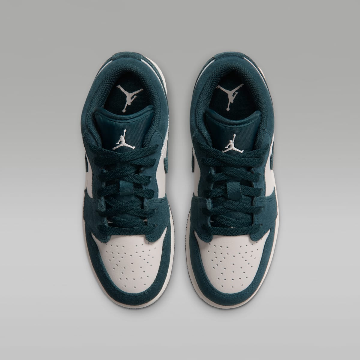 Air Jordan 1 Low Big Kids' Shoes - Midnight Spruce/Pale Ivory/Light Orewood Brown
