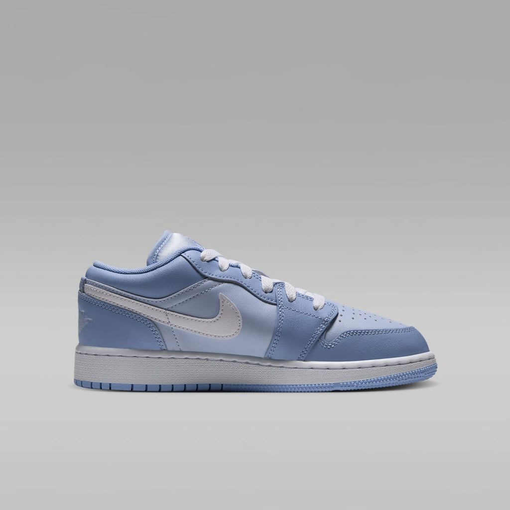 Air Jordan 1 Low Big Kids' Shoes - Aluminum/White/Hydrogen Blue - Image 3