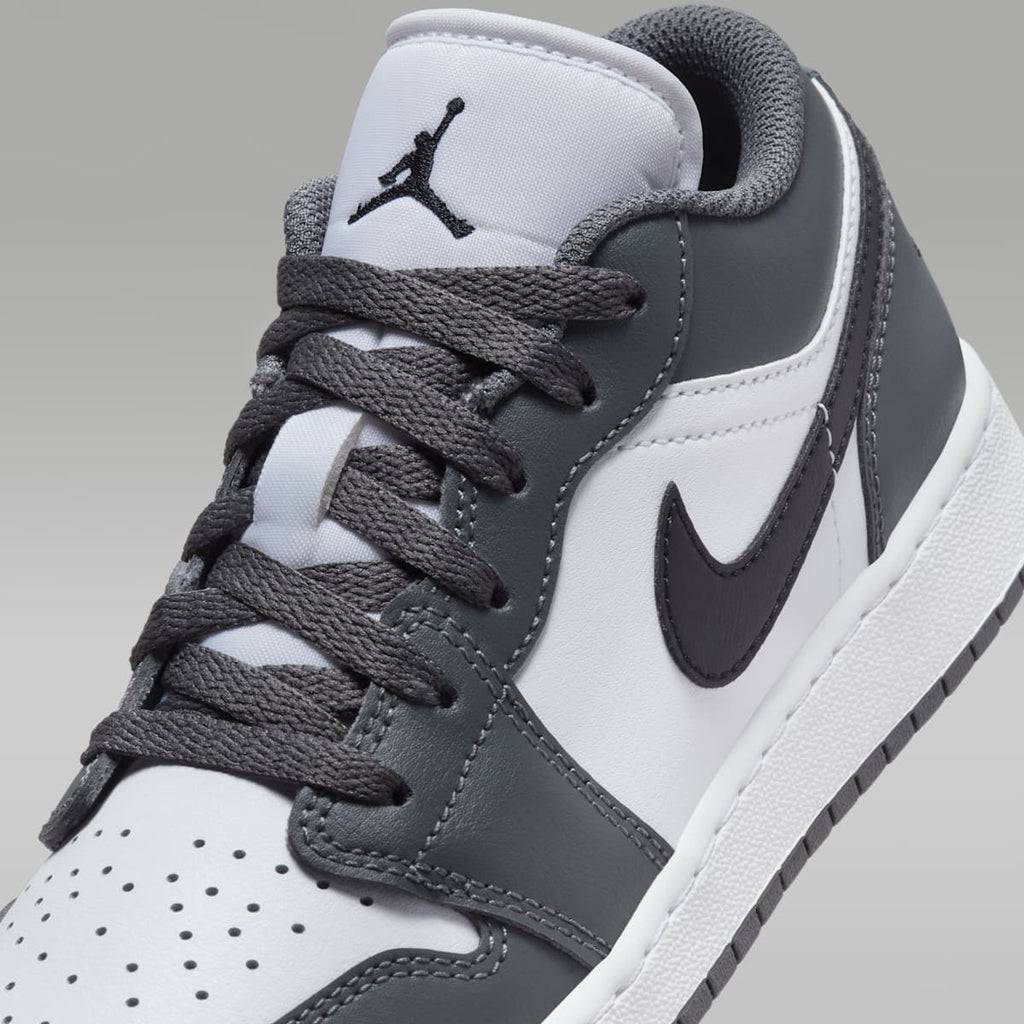 Air Jordan 1 Low Big Kids' Shoes - White/Iron Grey/Black - Image 7