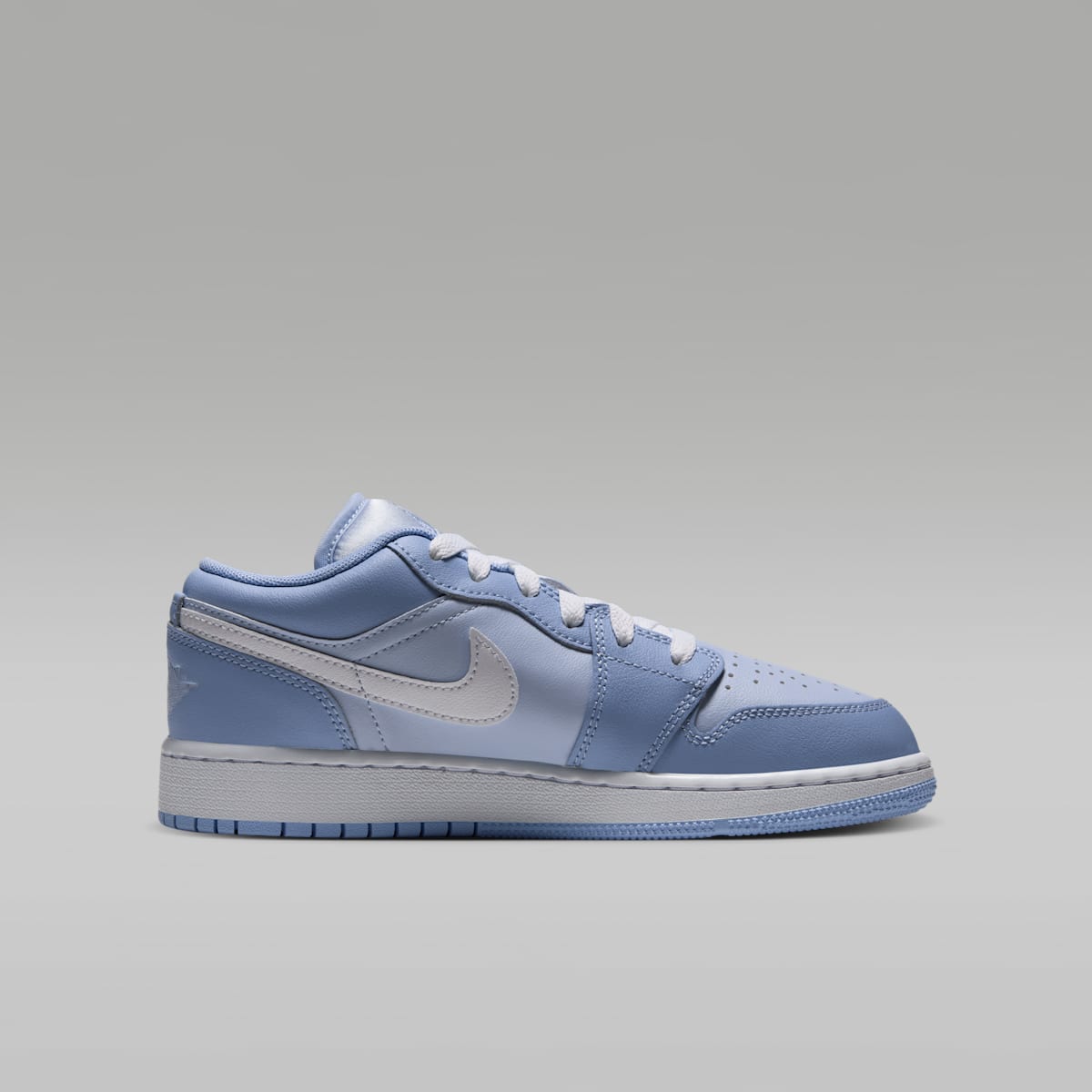 Air Jordan 1 Low Big Kids' Shoes - Aluminum/White/Hydrogen Blue