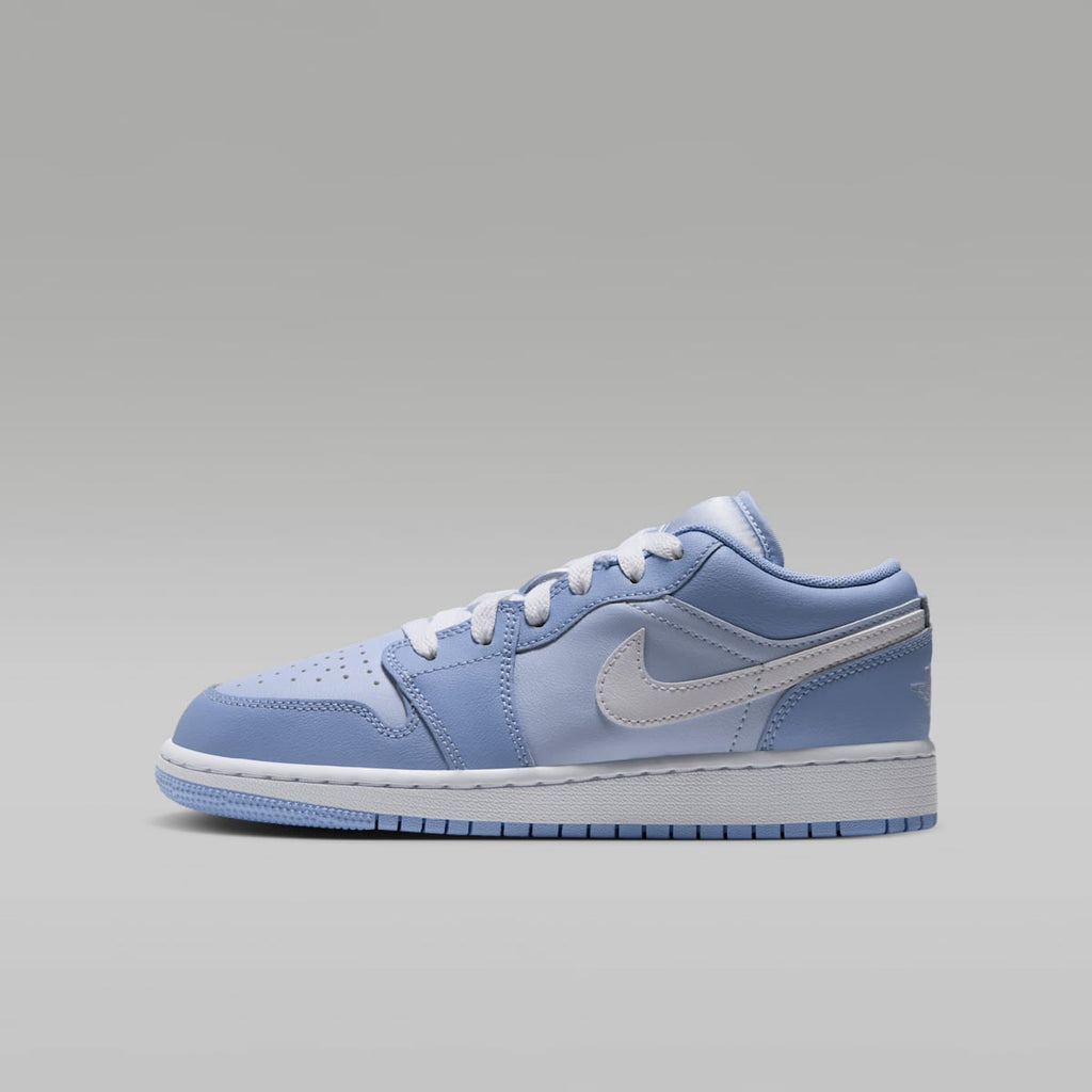 Air Jordan 1 Low Big Kids' Shoes - Aluminum/White/Hydrogen Blue - Image 1