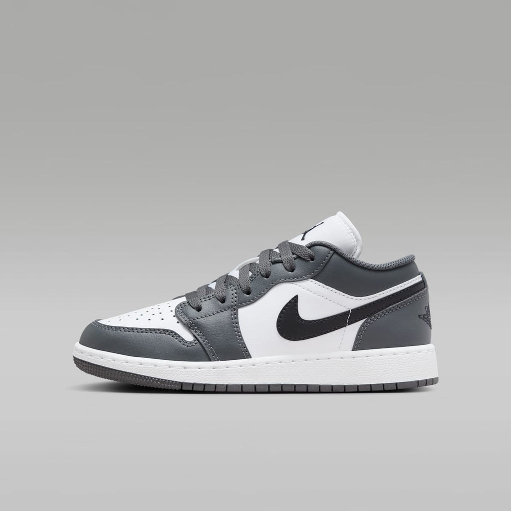 Air Jordan 1 Low Big Kids' Shoes - White/Iron Grey/Black - Image 1