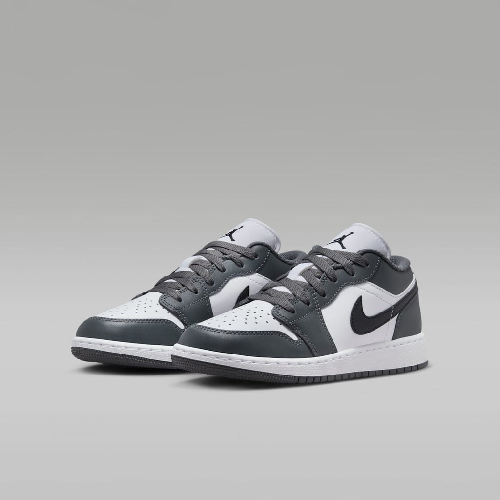 Air Jordan 1 Low Big Kids' Shoes - White/Iron Grey/Black - Image 5