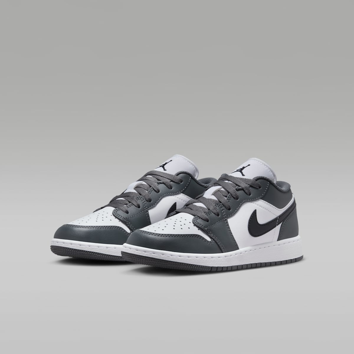 Air Jordan 1 Low Big Kids' Shoes - White/Iron Grey/Black - Image 5