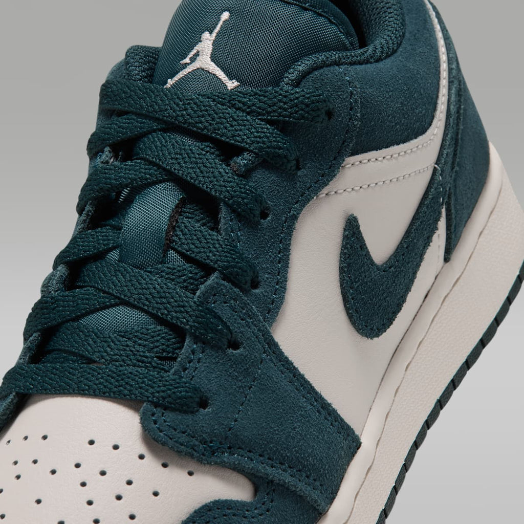 Air Jordan 1 Low Big Kids' Shoes - Midnight Spruce/Pale Ivory/Light Orewood Brown - Image 7
