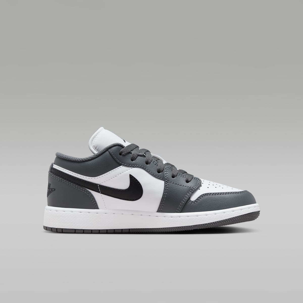 Air Jordan 1 Low Big Kids' Shoes - White/Iron Grey/Black - Image 3