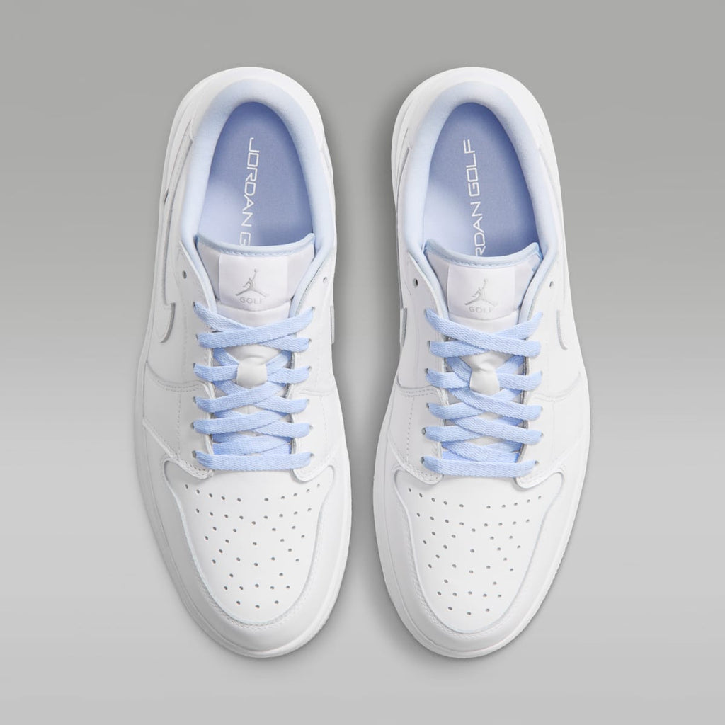 Women's Air Jordan 1 Low G Golf Shoes - White/Hydrogen Blue/Metallic Silver/White