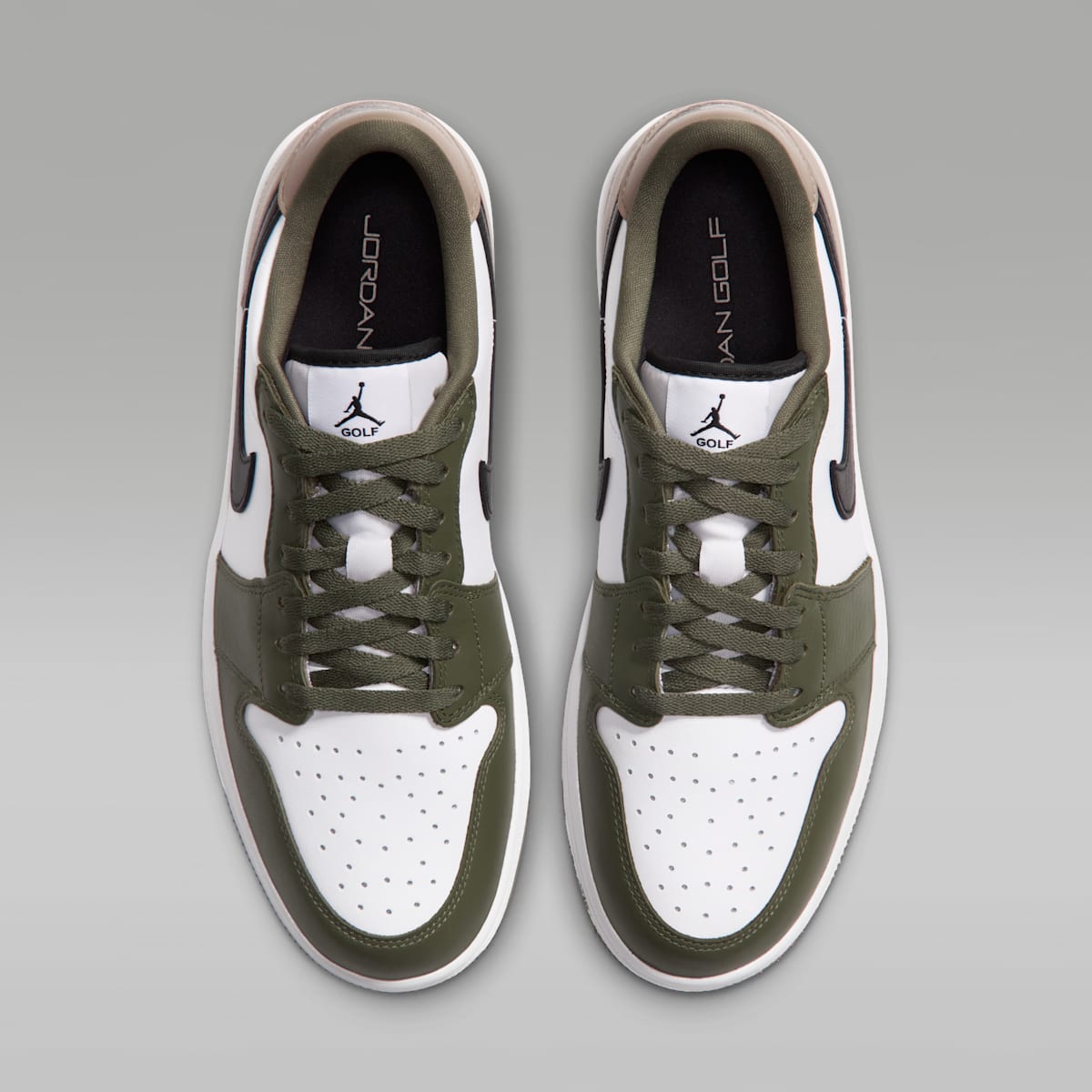 Women's Air Jordan 1 Low G Golf Shoes - White/Medium Olive/Khaki/Black