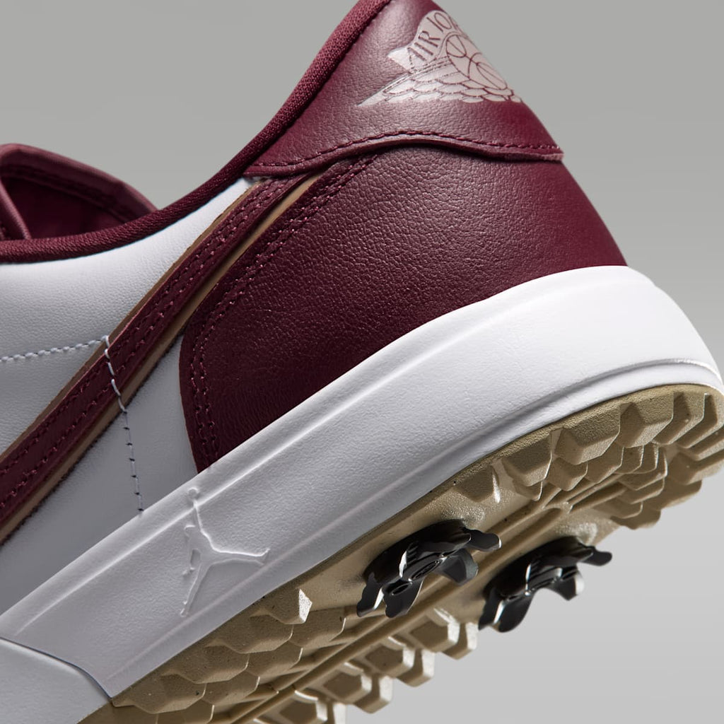 Air Jordan 1 Low G Spiked Golf Shoes - Dark Team Red/White/Khaki/Dark Team Red - Image 9