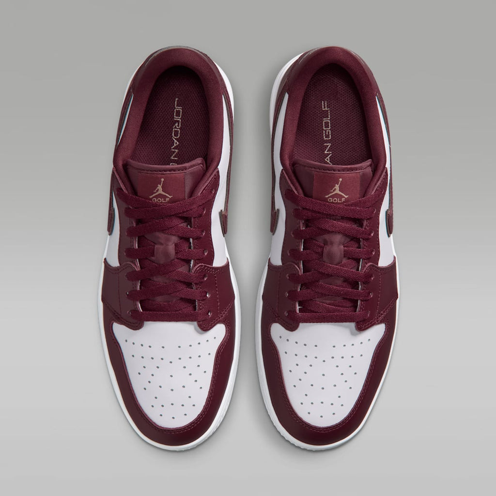 Air Jordan 1 Low G Spiked Golf Shoes - Dark Team Red/White/Khaki/Dark Team Red - Image 4