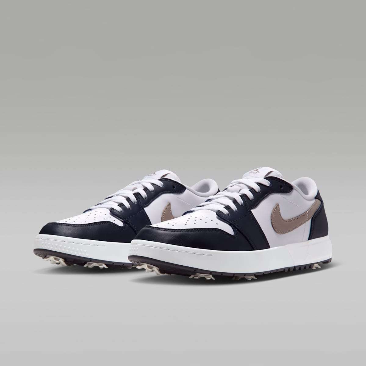 Air Jordan 1 Low G Spiked Golf Shoes - White/Dark Obsidian/Khaki - Image 5
