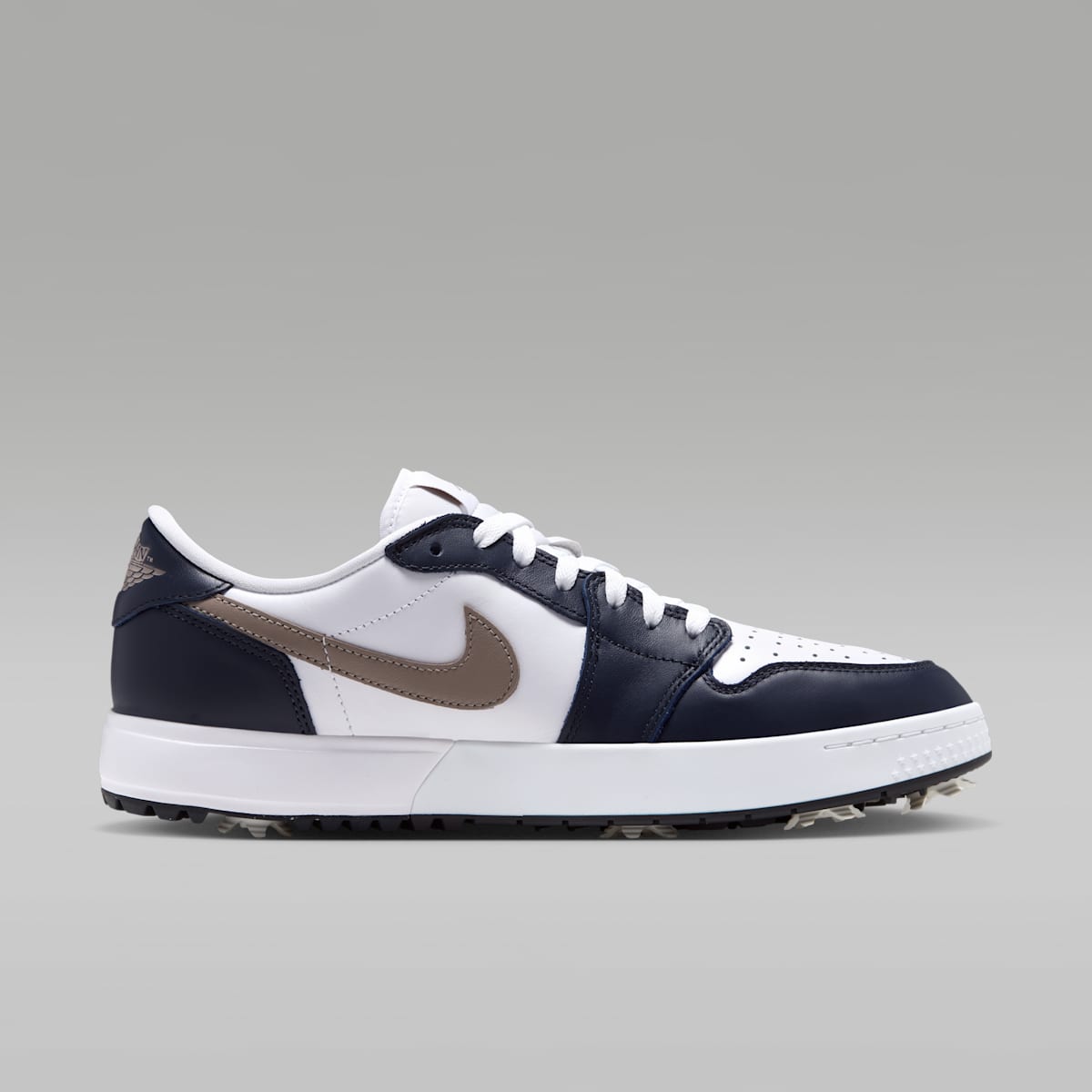 Air Jordan 1 Low G Spiked Golf Shoes - White/Dark Obsidian/Khaki - Image 3