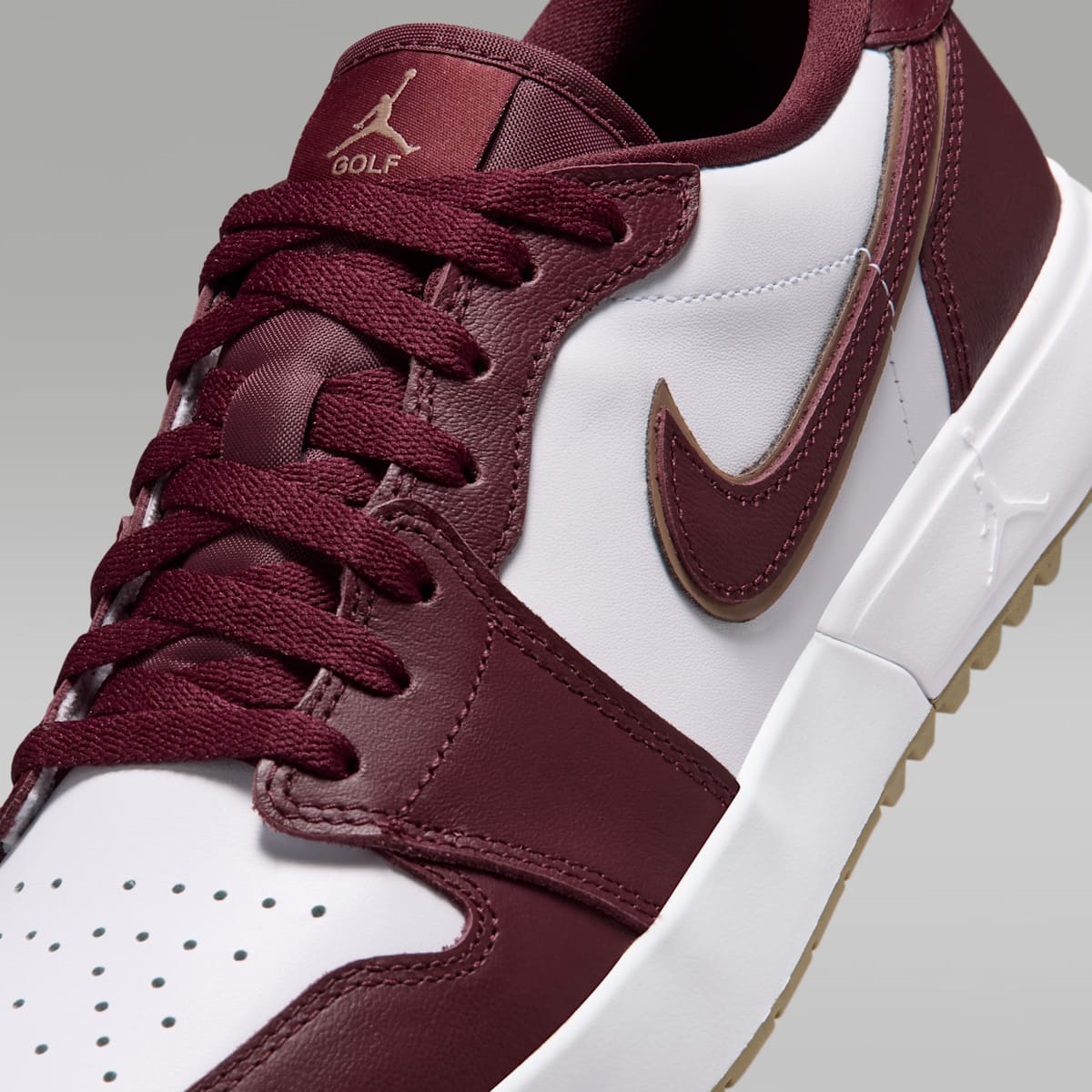 Air Jordan 1 Low G Spiked Golf Shoes - Dark Team Red/White/Khaki/Dark Team Red - Image 8