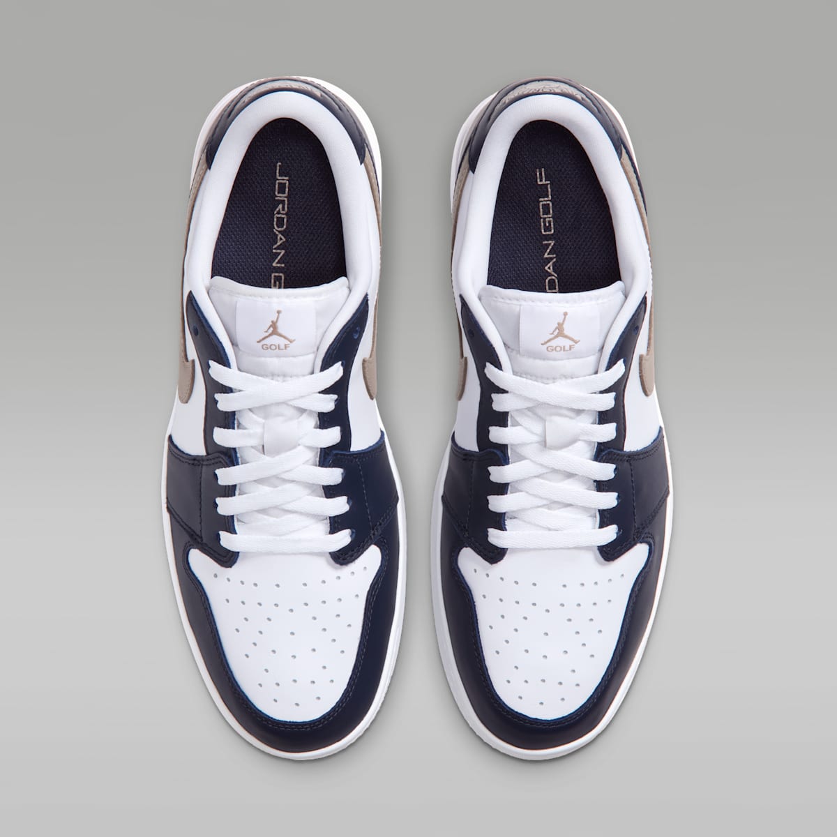 Air Jordan 1 Low G Spiked Golf Shoes - White/Dark Obsidian/Khaki - Image 4