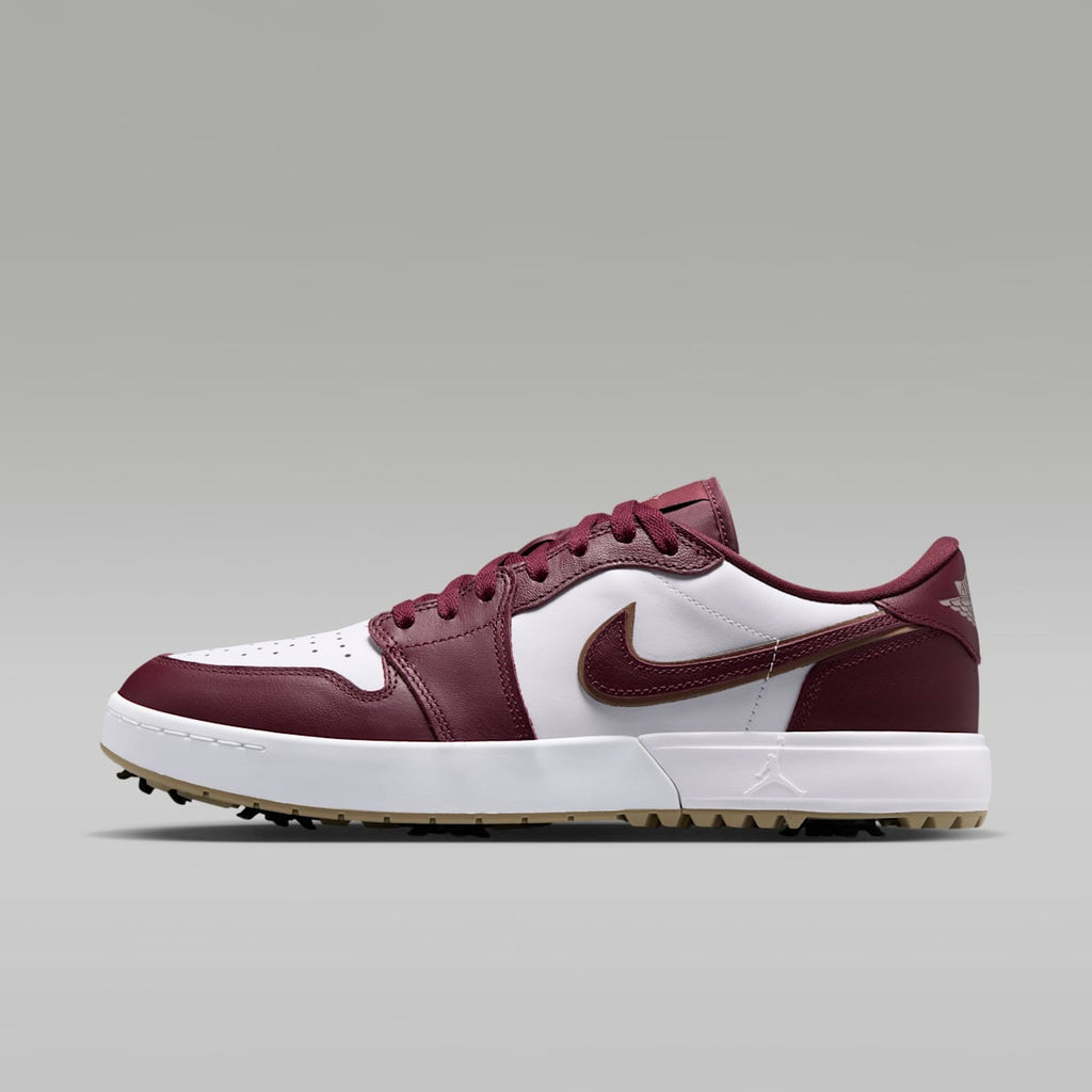 Air Jordan 1 Low G Spiked Golf Shoes - Dark Team Red/White/Khaki/Dark Team Red - Image 1