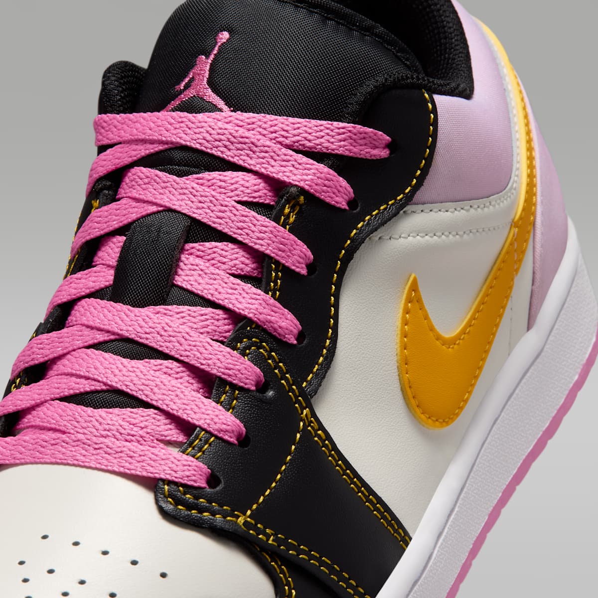 Air Jordan 1 Low SE Men's Shoes - Black/Sail/Pinksicle/University Gold - Image 7