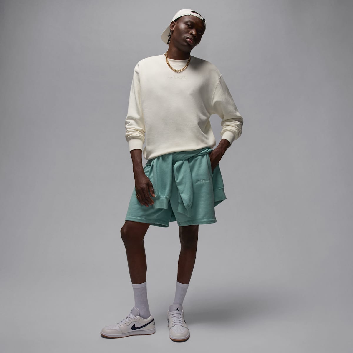 Air Jordan 1 Low Men's Shoes - White/Neutral Grey/Gum Medium Brown/Midnight Navy - Image 9