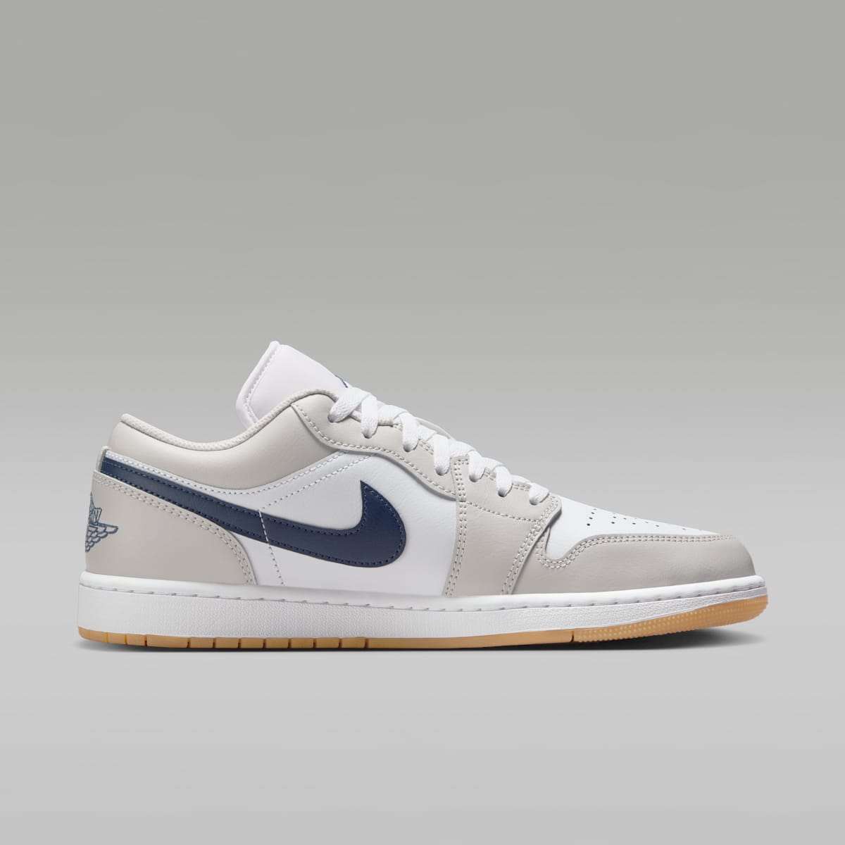 Air Jordan 1 Low Men's Shoes - White/Neutral Grey/Gum Medium Brown/Midnight Navy - Image 3