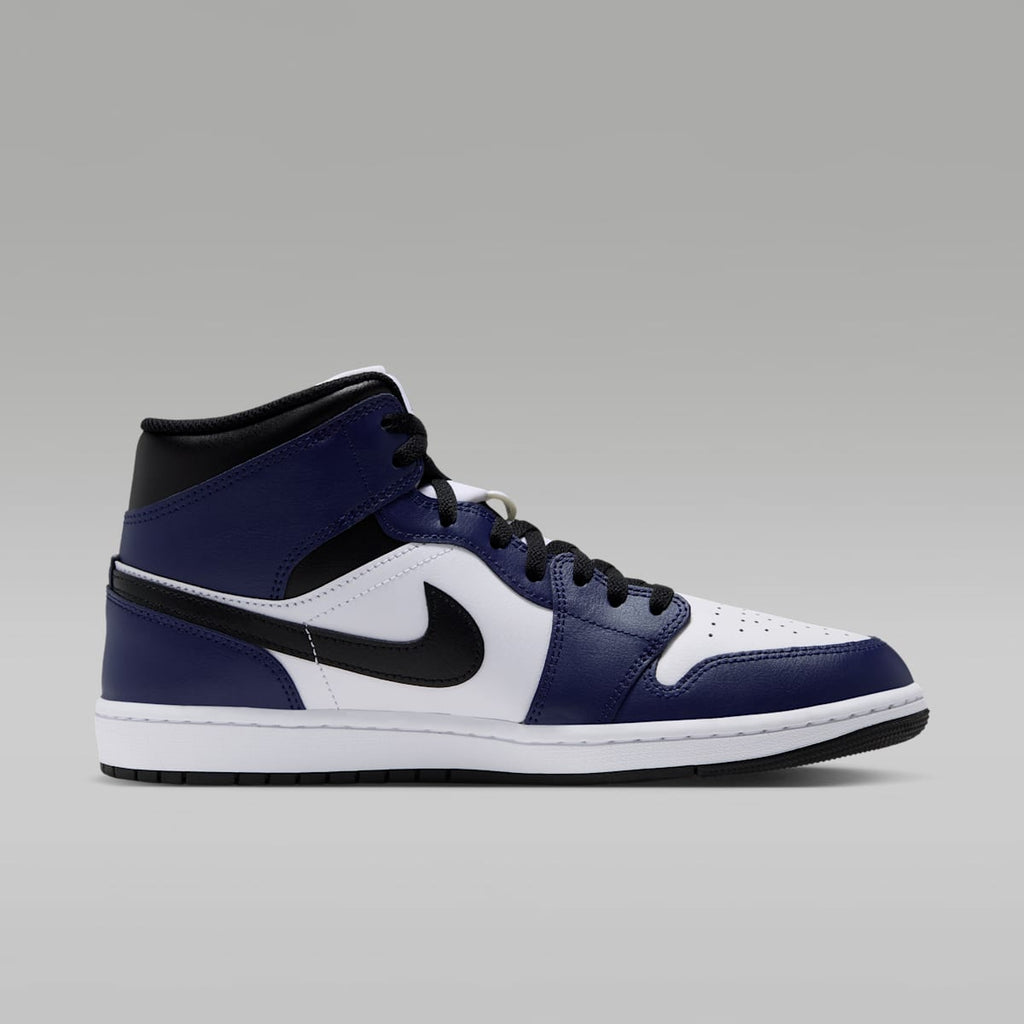 Women's Air Jordan 1 Mid Men's Shoes - White/College Navy/White/Tech Grey