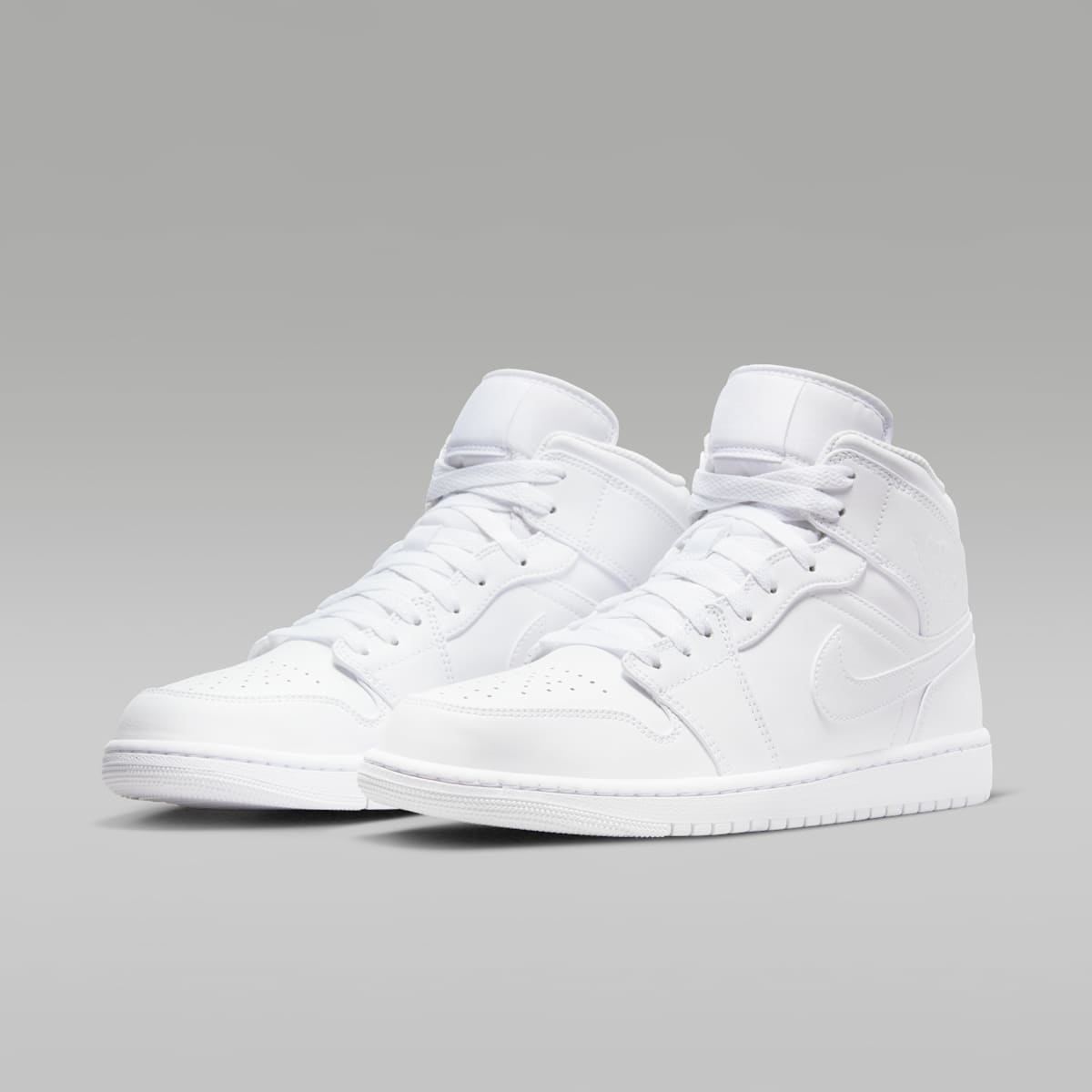 Air Jordan 1 Mid Men's Shoes - White/White/White - Image 5