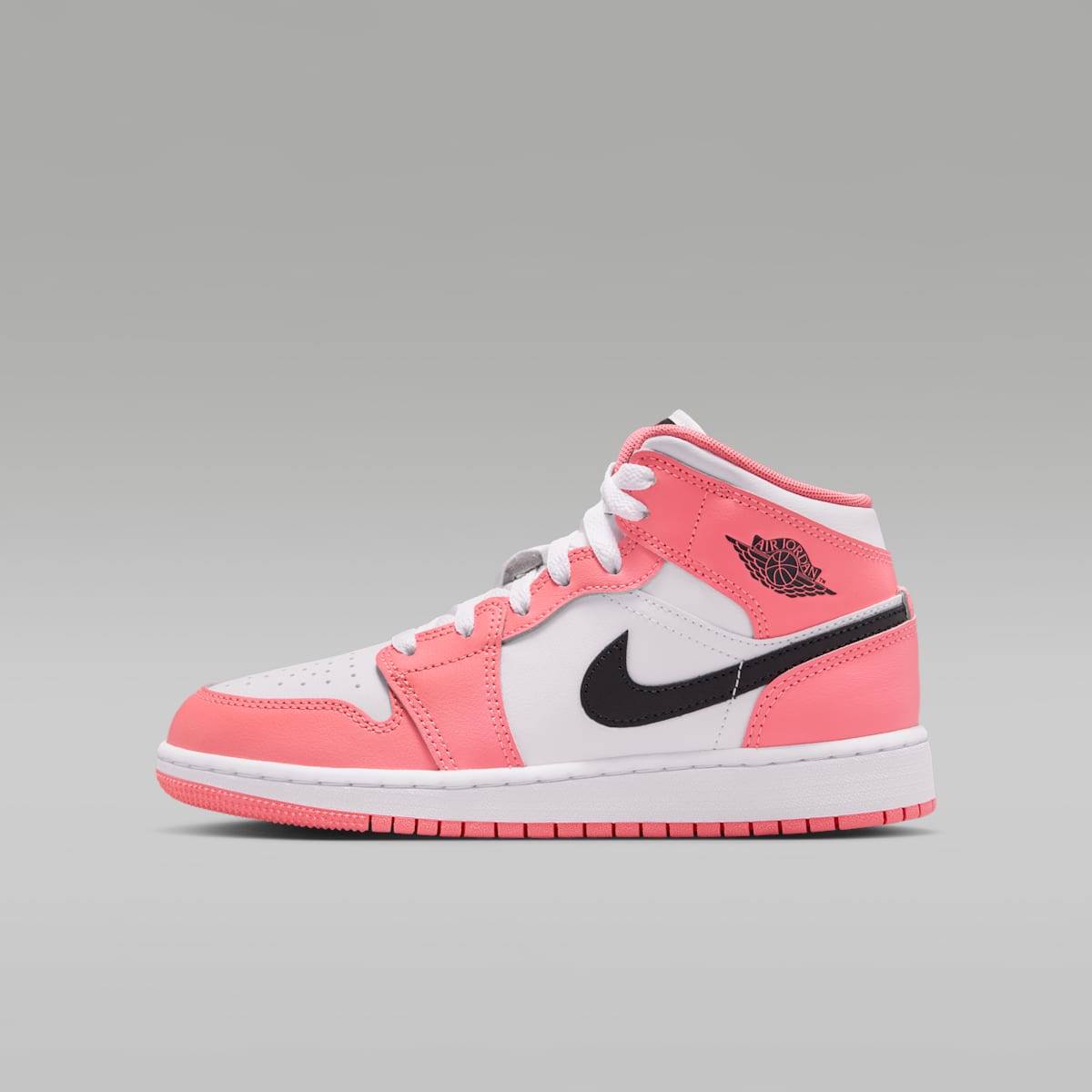 Air Jordan 1 Mid Big Kids' Shoes - Pink Gaze/White/Black - Image 1