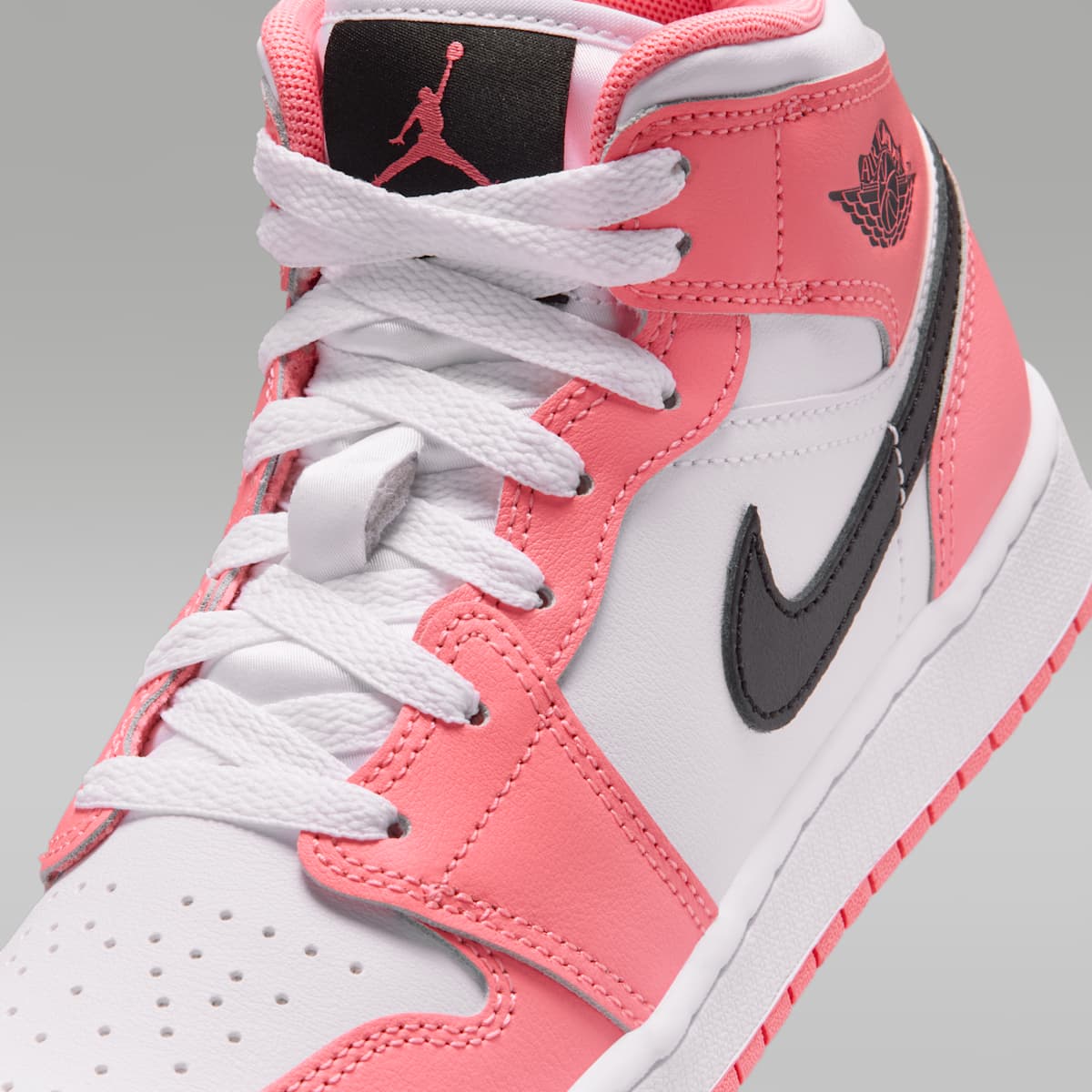Air Jordan 1 Mid Big Kids' Shoes - Pink Gaze/White/Black - Image 7
