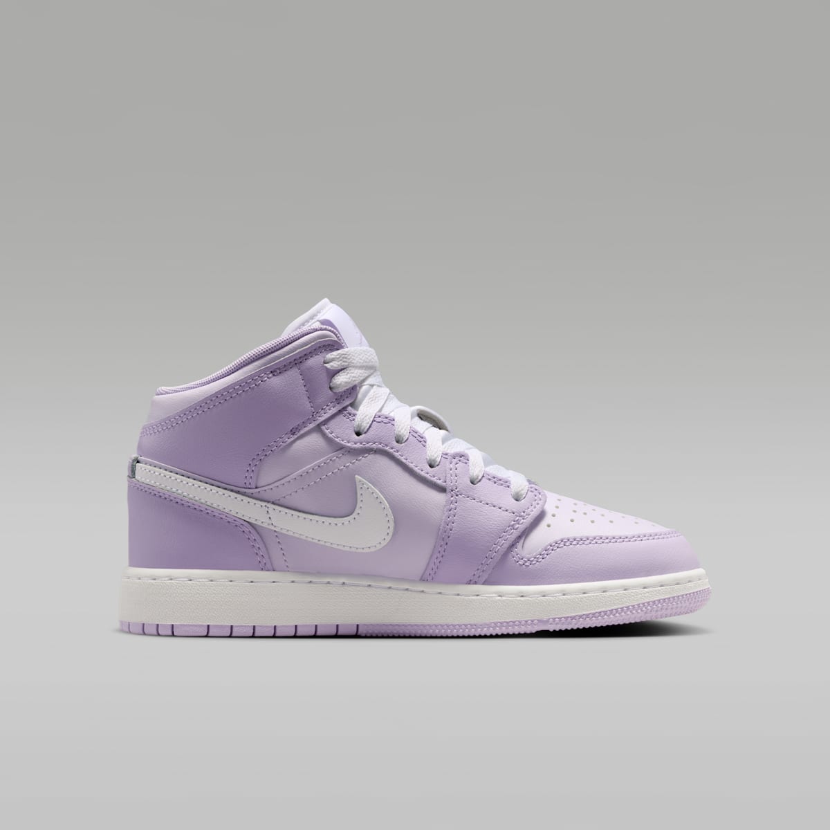 Air Jordan 1 Mid Big Kids' Shoes - Violet Mist/Barely Grape/White - Image 3