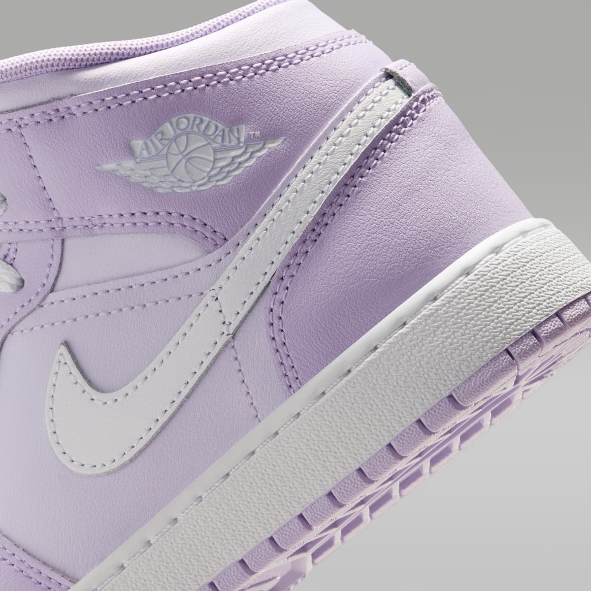 Air Jordan 1 Mid Big Kids' Shoes - Violet Mist/Barely Grape/White - Image 8