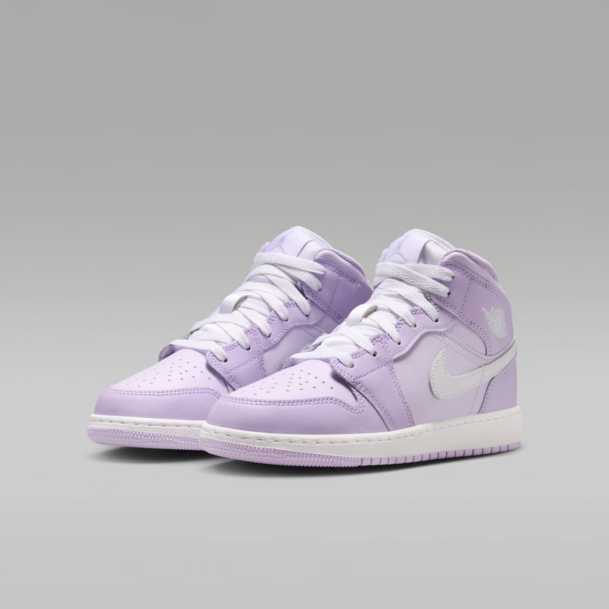 Air Jordan 1 Mid Big Kids' Shoes - Violet Mist/Barely Grape/White - Image 5