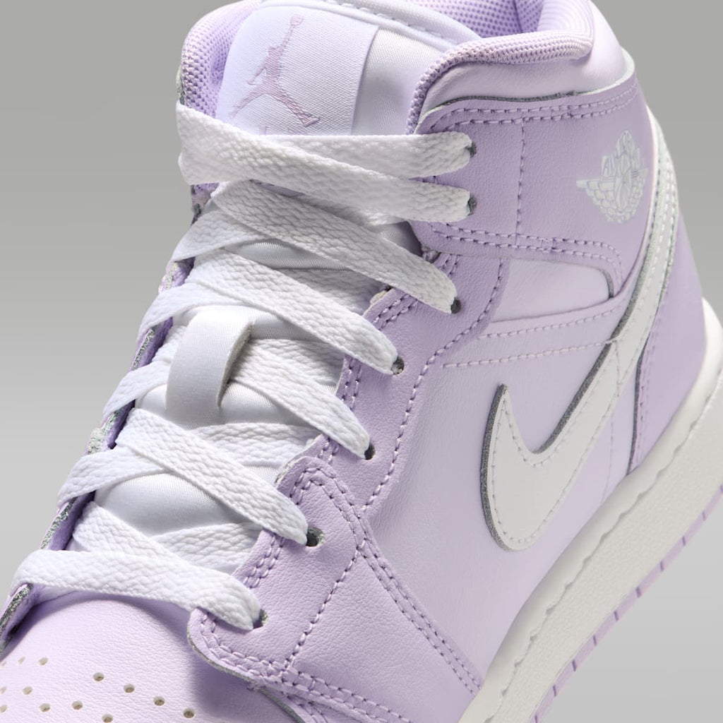 Air Jordan 1 Mid Big Kids' Shoes - Violet Mist/Barely Grape/White - Image 7