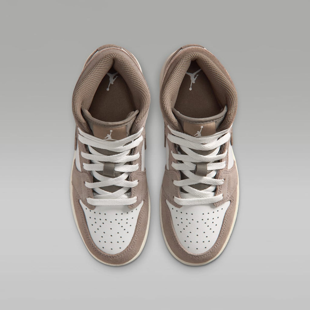 Air Jordan 1 Mid Big Kids' Shoes - Enigma Stone/Summit White/Olive Grey - Image 4