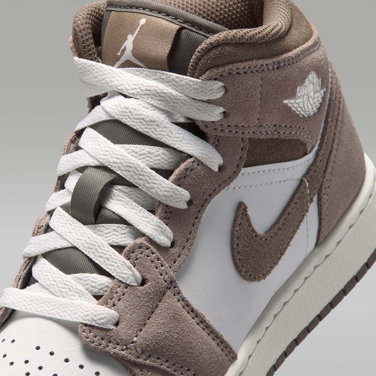 Air Jordan 1 Mid Big Kids' Shoes - Enigma Stone/Summit White/Olive Grey - Image 7