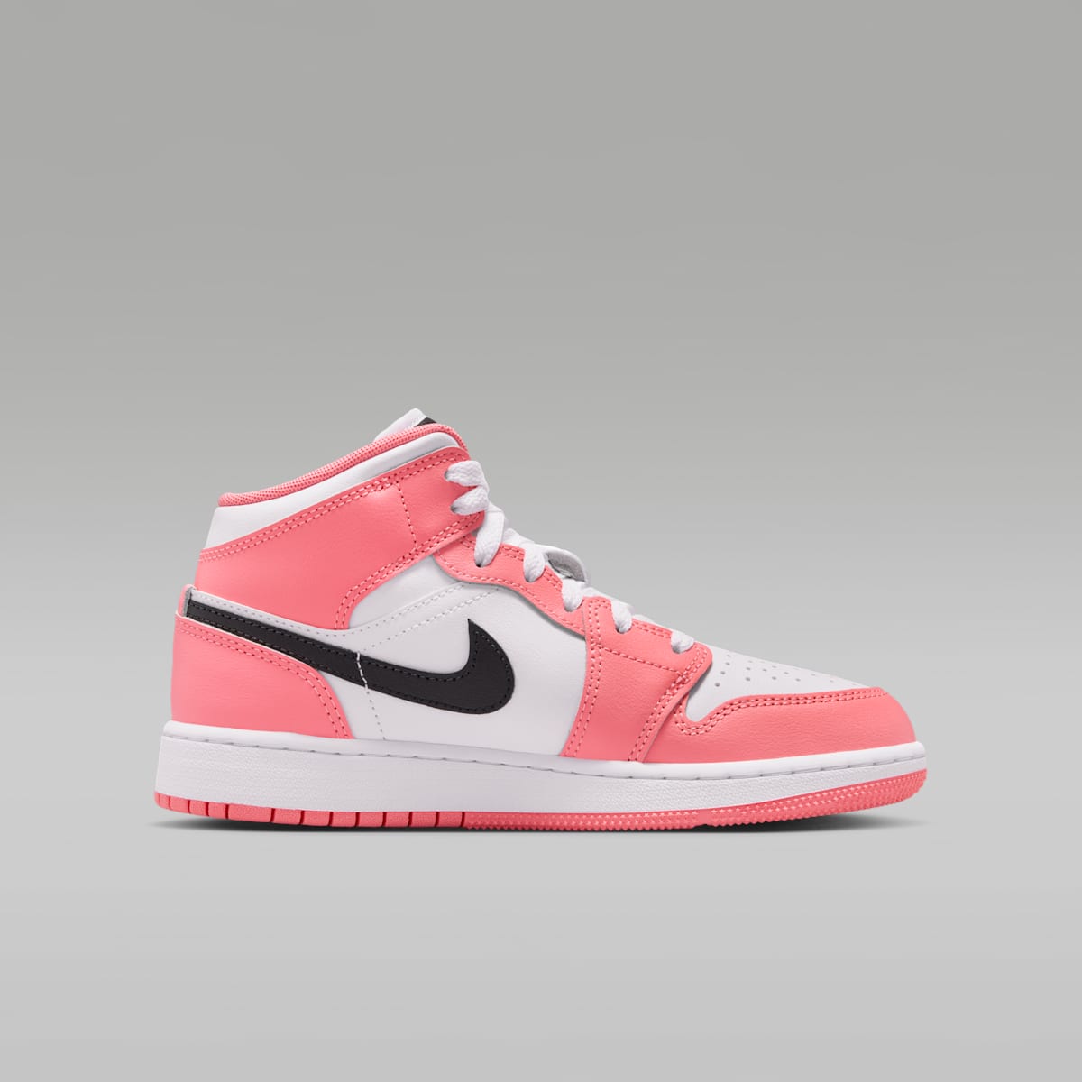 Air Jordan 1 Mid Big Kids' Shoes - Pink Gaze/White/Black - Image 3