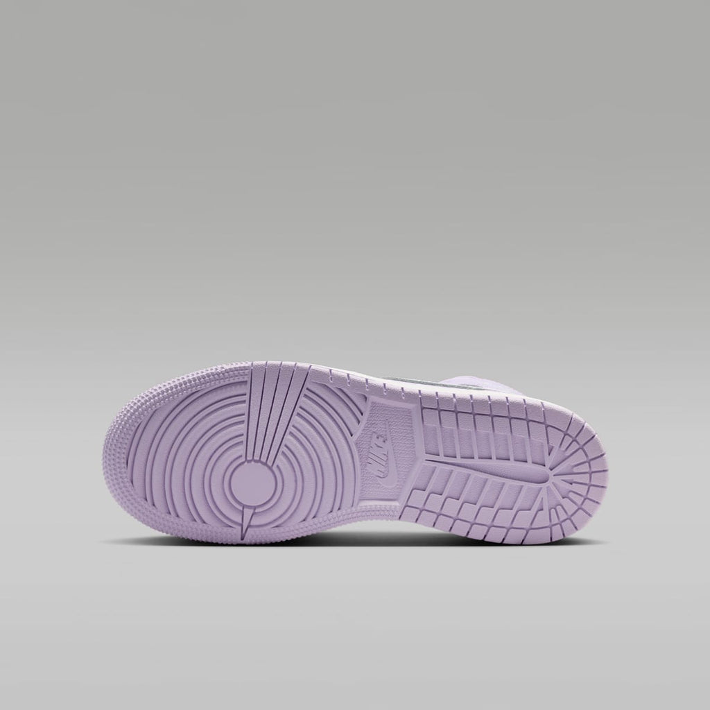 Air Jordan 1 Mid Big Kids' Shoes - Violet Mist/Barely Grape/White - Image 2