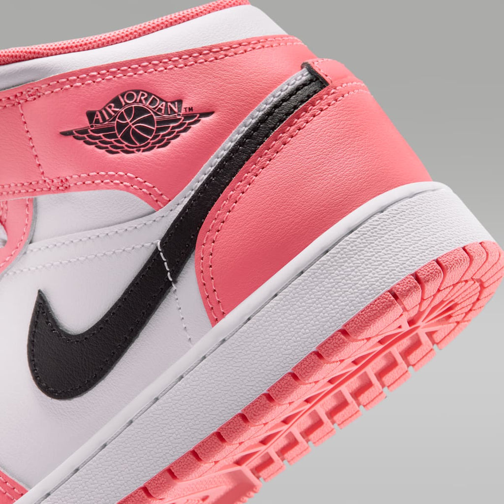 Air Jordan 1 Mid Big Kids' Shoes - Pink Gaze/White/Black - Image 8