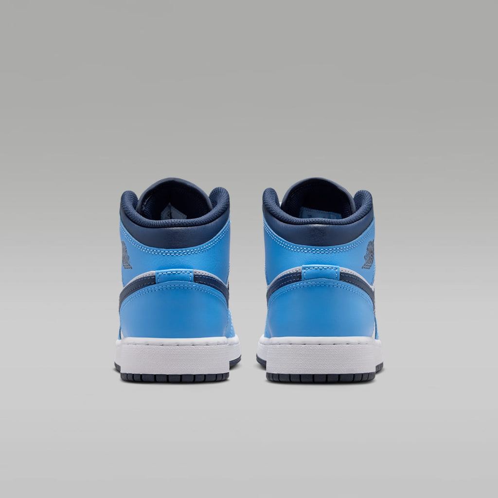 Air Jordan 1 Mid Big Kids' Shoes - University Blue/White/Sail/Midnight Navy - Image 6