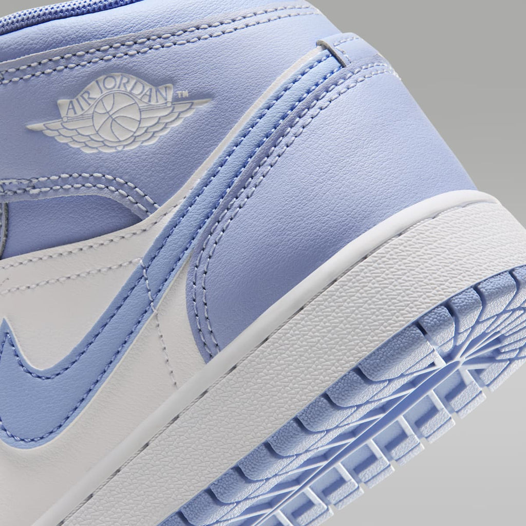 Air Jordan 1 Mid Big Kids' Shoes - Hydrogen Blue/Aluminum/White - Image 8