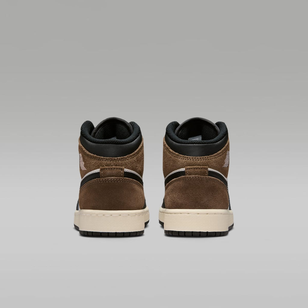 Air Jordan 1 Mid Big Kids' Shoes - Black/Palomino/University Red/Phantom - Image 6