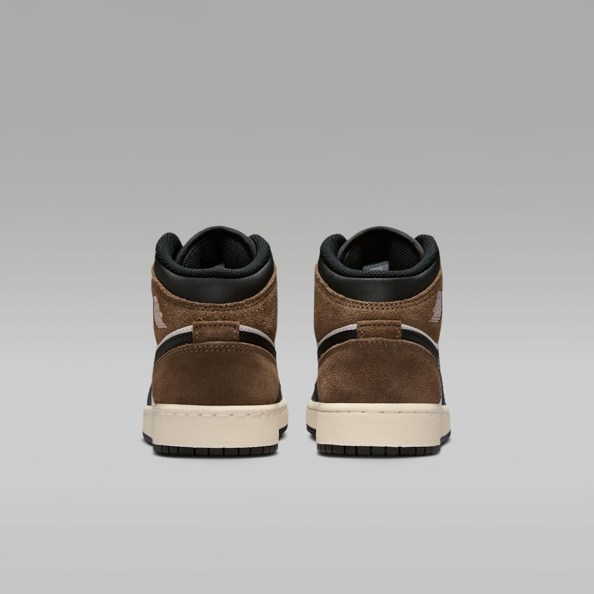 Air Jordan 1 Mid Big Kids' Shoes - Black/Palomino/University Red/Phantom - Image 6