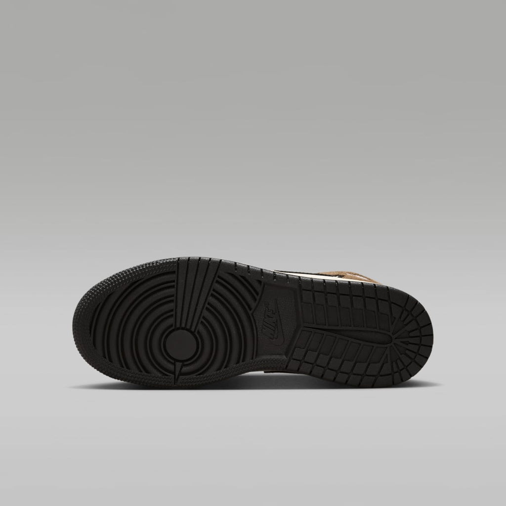 Air Jordan 1 Mid Big Kids' Shoes - Black/Palomino/University Red/Phantom - Image 2